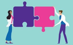 Reliable sampling Scientists in lab coats connecting two pieces of a puzzle, illustrating in an abstract way the importance of reliable sampling systems