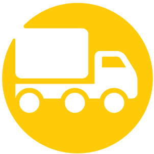 White truck on yellow background.