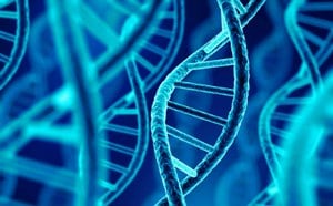 DNA strand DNA double helix on a blue background.