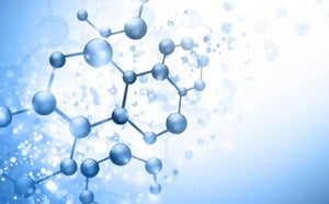 Organic contaminant in water Artistic depiction of organic molecule contamination found in lab water.