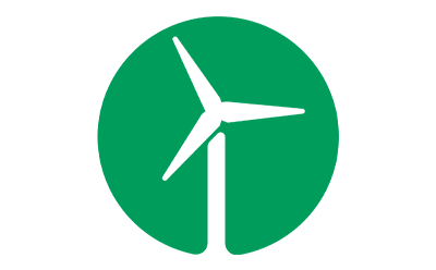 Renewable Energy green icon with representation of a shipping box