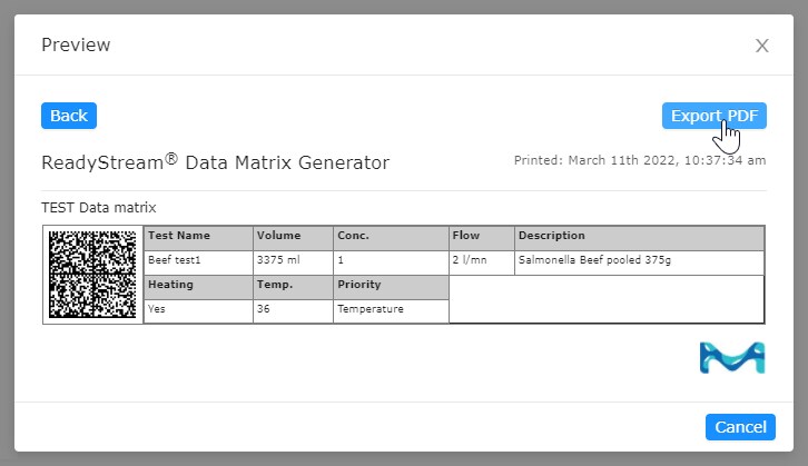 From the Preview, click Export PDF or Export PNG.