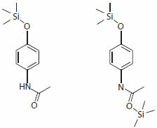 Main product and by-product of the acetaminophen silylation