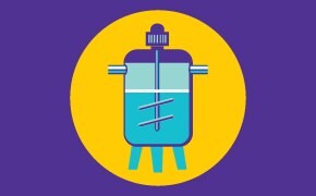 Illustration of coagulation tank with mixer showing chemical addition and particle destabilization in water treatment process.