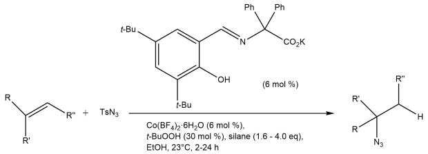 Cobalt-catalyzed hydroazidation of alkenes