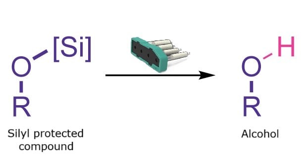 Reaction scheme showing conversion of a silyl-protected alcohol back to the free alcohol.
