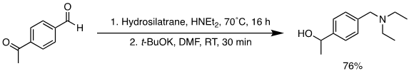 Two-step one-pot tandem DRA/reduction of a ketoaldehyde using 1-hydrosilatrane.3