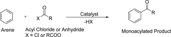 显示分子结构的傅-克酰基化反应