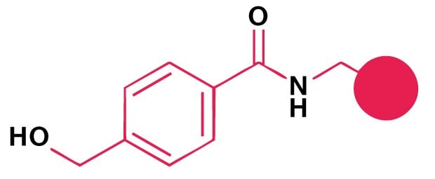 Aromatic Fmoc SPPS Linker for Peptide Alcohol Chemical structure of a dimethoxy-substituted aryl amide linker used for peptide attachment in Fmoc solid-phase peptide synthesis.
