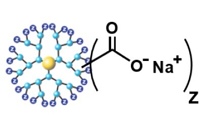 Schematic of PAMAM dendrimers with various surface functionalities. - B Sodium Carboxylate (COONa)<br>(Anionic Dendrimer)