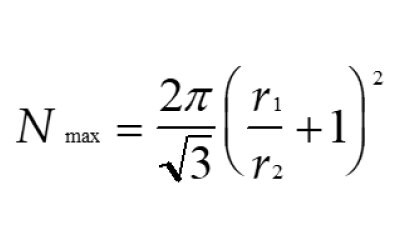 The Mansfield-Tomalia-Rakesh equation for calculating the maximum number of shell dendrimers that may occupy the surface space surrounding a specific core dendrimer. 