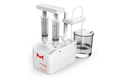 NanoFabTx™ NanoFlash CIJ device showing confined impingement jet design for rapid microfluidic mixing and nanoparticle formulation.