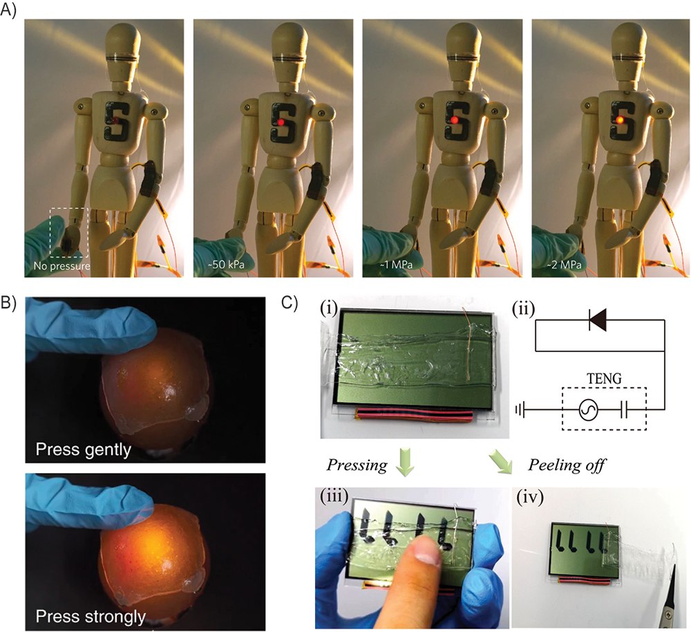 Photographs of self-healing pressure sensors