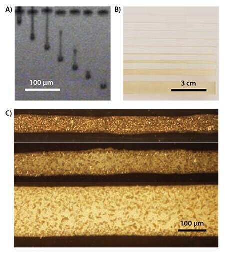 Image of droplet formation from a 10 pL cartridge with a 10 μsec interval between images