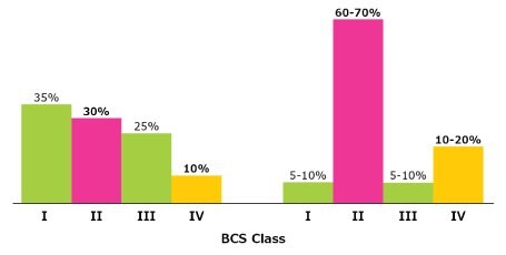 Marketed drugs (A) and drug substances in the pipeline (B) classified in the BCS Approximately 30-40% of all marketed drugs have low solubility and the vast majority of drug substances in development are categorized as BCS class II.