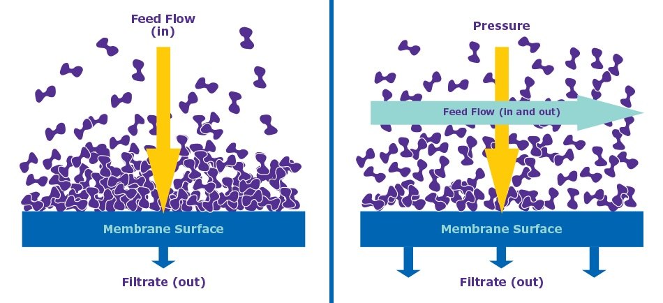 Normal Flow Filtration (NFF) vs. Tangential Flow Filtration (TFF)