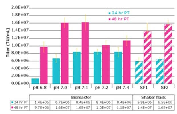 Effect of pH on lentivirus titer after 24 hours and 48 hours