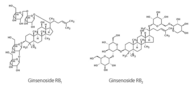 Chemical structures of the analyzed ginsenosides