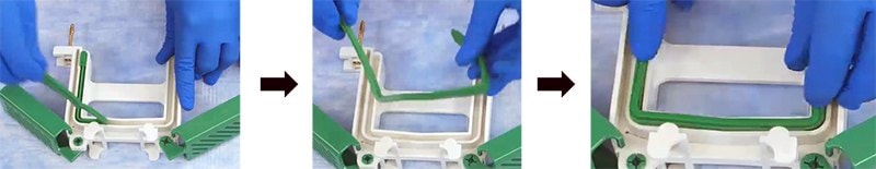 The rubber gasket in the Bio-Rad electrophoresis unit needs to be flipped before placing the mPAGE™ gel.