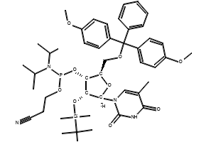 (2R,3R,4R,5R)-2-((Bis(4-methoxyphenyl)(phenyl)methoxy)methyl)-4-((tert-butyldimethylsilyl)oxy)-5-(5-methyl-2,4-dioxo-3,4-dihydropyrimidin-1(2H)-yl)tetrahydrofuran-3-yl (2-cyanoethyl) diisopropylphosphoramidite