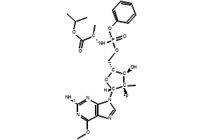 Isopropyl ((S)-(((2R,3R,4R,5R)-5-(2-amino-6-methoxy-9H-purin-9-yl)-4-fluoro-3-hydroxy-4-methyltetrahydrofuran-2-yl)methoxy)(phenoxy)phosphoryl)-L-alaninate