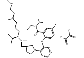 (R)-N-Ethyl-5-fluoro-N-isopropyl-2-((5-(2-(6-((2-methoxyethyl)(methyl)amino)-2-methylhexan-3-yl)-2,6-diazaspiro[3.4]octan-6-yl)-1,2,4-triazin-6-yl)oxy)benzamide oxalate, 2866179-95-3, undefined, 