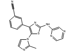 3-(5-(2-Methyl-1H-imidazol-1-yl)-2-(pyrazin-2-ylamino)thiazol-4-yl)benzonitrile, 431040-19-6, undefined, 