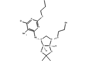 2-(((3aR,4S,6R,6aS)-6-((5-Amino-6-chloro-2-(propylthio)pyrimidin-4-yl)amino)-2,2-dimethyltetrahydro-3aH-cyclopenta[d][1,3]dioxol-4-yl)oxy)ethanol, 376608-74-1, undefined, 