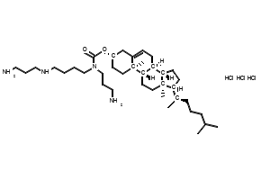 (3S,8S,9S,10R,13R,14S,17R)-10,13-Dimethyl-17-((R)-6-methylheptan-2-yl)-2,3,4,7,8,9,10,11,12,13,14,15,16,17-tetradecahydro-1H-cyclopenta[a]phenanthren-3-yl (3-aminopropyl)(4-((3-aminopropyl)amino)butyl)carbamate trihydrochloride