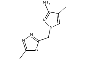 4-Methyl-1-((5-methyl-1,3,4-thiadiazol-2-yl)methyl)-1H-pyrazol-3-amine, 2104197-68-2, undefined, 
