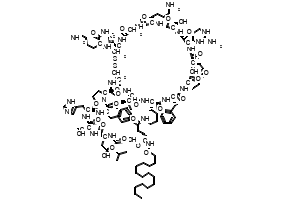 N5-(4-((3S,6S,9S,15R,20R,23S,26S,29S,32S,37aS)-9-(4-Aminobutyl)-29-benzyl-23-((S)-sec-butyl)-32-(2-carboxyethyl)-15-(((S)-1,6-diamino-1-oxohexan-2-yl)carbamoyl)-3-(3-guanidinopropyl)-6-(hydroxymethyl)-20-((S)-1-((3-methylbutanoyl)-L-aspartyl-L-threonyl-L-histidyl-L-phenylalanyl)pyrrolidine-2-carboxamido)-1,4,7,10,13,21,24,27,30,33-decaoxotetratriacontahydro-19H-pyrrolo[2,1-s][1,2]dithia[5,8,11,14,17,20,23,26,29,32]decaazacyclopentatriacontin-26-yl)butyl)-N2-palmitoyl-L-glutamine