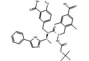 5-(((S)-2-((tert-butoxycarbonyl)amino)-3-(4-carbamoyl-2,6-dimethylphenyl)-N-((S)-1-(5-phenyl-1H-imidazol-2-yl)ethyl)propanamido)methyl)-2-methoxybenzoic acid, 864825-69-4, undefined, 