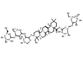 (3R,4S,5S,6R)-3,4,5-Trihydroxy-6-((((3R,4S,5S,6R)-3,4,5-trihydroxy-6-(hydroxymethyl)tetrahydro-2H-pyran-2-yl)oxy)methyl)tetrahydro-2H-pyran-2-yl (8aR,10S,12bR,14bS)-10-(((4S,5S)-3-(((5S,6S)-3,5-dihydroxy-6-methyl-4-(((3R,4S,5S,6R)-3,4,5-trihydroxy-6-(hydroxymethyl)tetrahydro-2H-pyran-2-yl)oxy)tetrahydro-2H-pyran-2-yl)oxy)-4,5-dihydroxytetrahydro-2H-pyran-2-yl)oxy)-9-(hydroxymethyl)-2,2,6a,6b,9,12a-hexamethyl-1,3,4,5,6,6a,6b,7,8,8a,9,10,11,12,12a,12b,13,14b-octadecahydropicene-4a(2H)-carboxylate