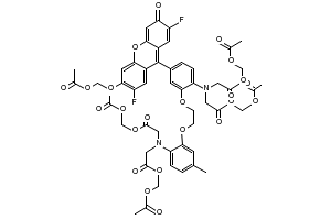 Bis(acetoxymethyl) 2,2'-((4-(6-(acetoxymethoxy)-2,7-difluoro-3-oxo-3H-xanthen-9-yl)-2-(2-(2-(bis(2-(acetoxymethoxy)-2-oxoethyl)amino)-5-methylphenoxy)ethoxy)phenyl)azanediyl)diacetate