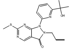2-Allyl-1-(6-(2-hydroxypropan-2-yl)pyridin-2-yl)-6-(methylthio)-1H-pyrazolo[3,4-d]pyrimidin-3(2H)-one, 955369-56-9, undefined, 