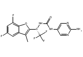 (S)-1-(2-Aminopyrimidin-5-yl)-3-(1-(5,7-difluoro-3-methylbenzofuran-2-yl)-2,2,2-trifluoroethyl)urea, 2883540-91-6, undefined, 