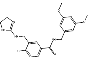 3-(((4,5-Dihydro-1H-imidazol-2-yl)amino)methyl)-N-(3,5-dimethoxybenzyl)-4-fluorobenzamide, 2407457-34-3, undefined, 