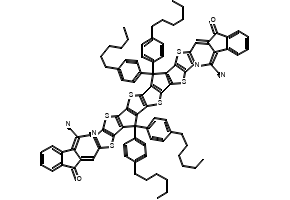 2,2′-[[6,6,12,12-Tetrakis(4-hexylphenyl)-6,12-dihydrothieno[2′′,3′′:4′,5′]thieno[3′,2′:4,5]cyclopenta[1,2-b]thieno[2′′′,3′′′:4′′,5′′]thieno[2′′,3′′:3′,4′]cyclopenta[1′,2′:4,5]thieno[2,3-d]thiophene-2,8-diyl]bis[methylidyne(3-oxo-1H-indene-2,1(3H)-diylidene)]]bis[propanedinitrile]