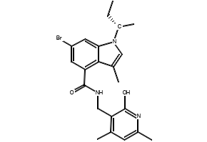 (S)-6-Bromo-1-(sec-butyl)-N-((4,6-dimethyl-2-oxo-1,2-dihydropyridin-3-yl)methyl)-3-methyl-1H-indole-4-carboxamide, 1346574-54-6, undefined, 