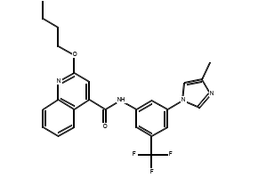 2-Butoxy-N-(3-(4-methyl-1H-imidazol-1-yl)-5-(trifluoromethyl)phenyl)quinoline-4-carboxamide, 3032232-47-3, undefined, 