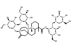 (2S,3R,4S,5S,6R)-4,5-Dihydroxy-6-(hydroxymethyl)-3-(((2S,3R,4S,5S,6R)-3,4,5-trihydroxy-6-(hydroxymethyl)tetrahydro-2H-pyran-2-yl)oxy)tetrahydro-2H-pyran-2-yl (9S,11aR,11bS)-9-(((2S,3R,4S,5S,6R)-4,5-dihydroxy-6-(hydroxymethyl)-3-(((2S,3R,4S,5S,6R)-3,4,5-trihydroxy-6-(hydroxymethyl)tetrahydro-2H-pyran-2-yl)oxy)tetrahydro-2H-pyran-2-yl)oxy)-4,11b-dimethyl-8-methylenetetradecahydro-6a,9-methanocyclohepta[a]naphthalene-4-carboxylate