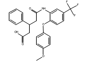 5-((2-(4-Methoxyphenoxy)-5-(trifluoromethyl)phenyl)amino)-5-oxo-3-phenylpentanoic acid, 698346-43-9, undefined, 