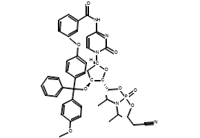 ((2R,3S,5R)-5-(4-Benzamido-2-oxopyrimidin-1(2H)-yl)-3-(bis(4-methoxyphenyl)(phenyl)methoxy)tetrahydrofuran-2-yl)methyl (2-cyanoethyl) diisopropylphosphoramidate, 140712-83-0, undefined, 
