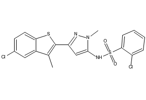 2-Chloro-N-(3-(5-chloro-3-methylbenzo[b]thiophen-2-yl)-1-methyl-1H-pyrazol-5-yl)benzenesulfonamide