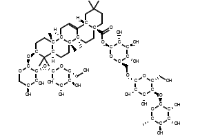 (2S,3R,4S,5S,6R)-6-((((2R,3R,4R,5S,6R)-3,4-Dihydroxy-6-(hydroxymethyl)-5-(((2S,3R,4R,5R,6S)-3,4,5-trihydroxy-6-methyltetrahydro-2H-pyran-2-yl)oxy)tetrahydro-2H-pyran-2-yl)oxy)methyl)-3,4,5-trihydroxytetrahydro-2H-pyran-2-yl (4aS,6aS,6bR,8aR,10S,12aR,12bR,14bS)-10-(((2S,3R,4S,5S)-4,5-dihydroxy-3-(((2S,3R,4S,5S,6R)-3,4,5-trihydroxy-6-(hydroxymethyl)tetrahydro-2H-pyran-2-yl)oxy)tetrahydro-2H-pyran-2-yl)oxy)-2,2,6a,6b,9,9,12a-heptamethyl-1,3,4,5,6,6a,6b,7,8,8a,9,10,11,12,12a,12b,13,14b-octadecahydropicene-4a(2H)-carboxylate