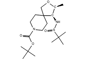 tert-Butyl (3S,4S)-4-(((R)-tert-butylsulfinyl)amino)-3-methyl-2-oxa-8-azaspiro[4.5]decane-8-carboxylate, 1801766-78-8, undefined, 