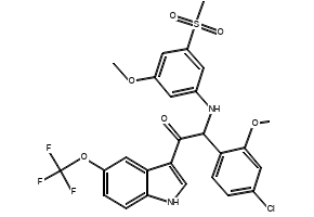 (-)-2-(4-Chloro-2-methoxyphenyl)-2-((3-methoxy-5-(methylsulfonyl)phenyl)amino)-1-(5-(trifluoromethoxy)-1H-indol-3-yl)ethan-1-one, 2043343-95-7, undefined, 