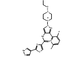 N-(3-(3,6-Difluoropyridin-2-yl)-1-(trans-4-ethoxycyclohexyl)-1H-pyrazol-4-yl)-2-(1H-pyrazol-4-yl)thiazole-4-carboxamide, 2033070-96-9, undefined, 