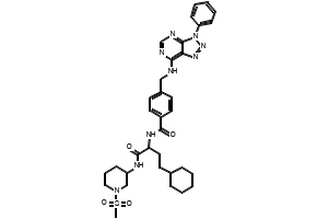 N-((2S)-4-Cyclohexyl-1-((1-(methylsulfonyl)piperidin-3-yl)amino)-1-oxobutan-2-yl)-4-(((3-phenyl-3H-[1,2,3]triazolo[4,5-d]pyrimidin-7-yl)amino)methyl)benzamide, 2771298-56-5, undefined, 