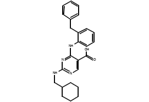 4-((2-Benzylphenyl)amino)-2-((cyclohexylmethyl)amino)pyrimidine-5-carboxylic acid, 714265-50-6, undefined, 